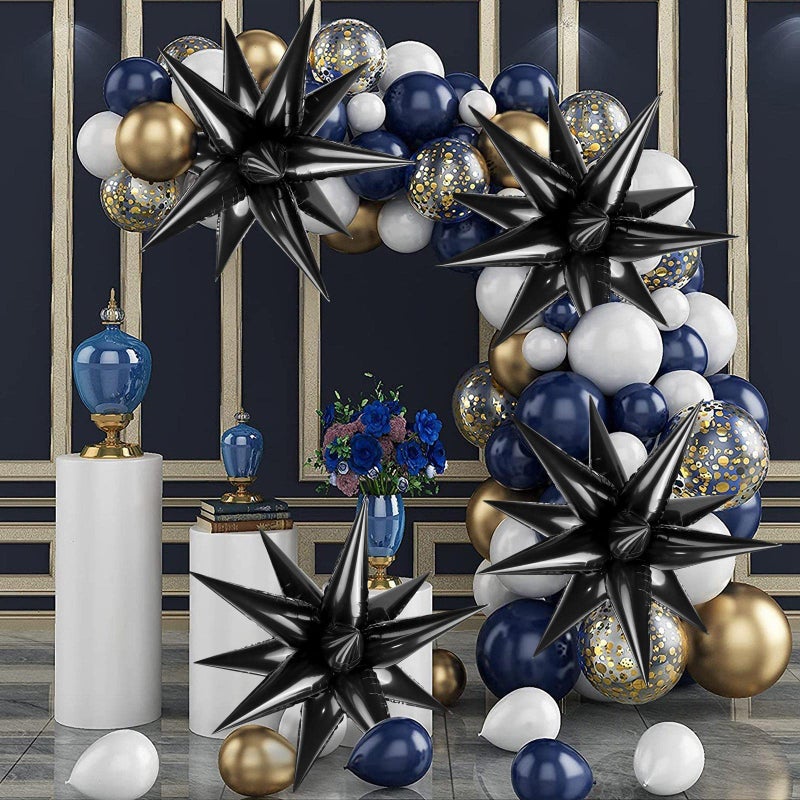TOTAFAM 60 Pcs Black Star Balloons Explosion 12 Point Foil Cone Balloons Magic Starburst Balloon Large for Wedding Anniversary Backdrop Birthday Party Decorations - Image 2
